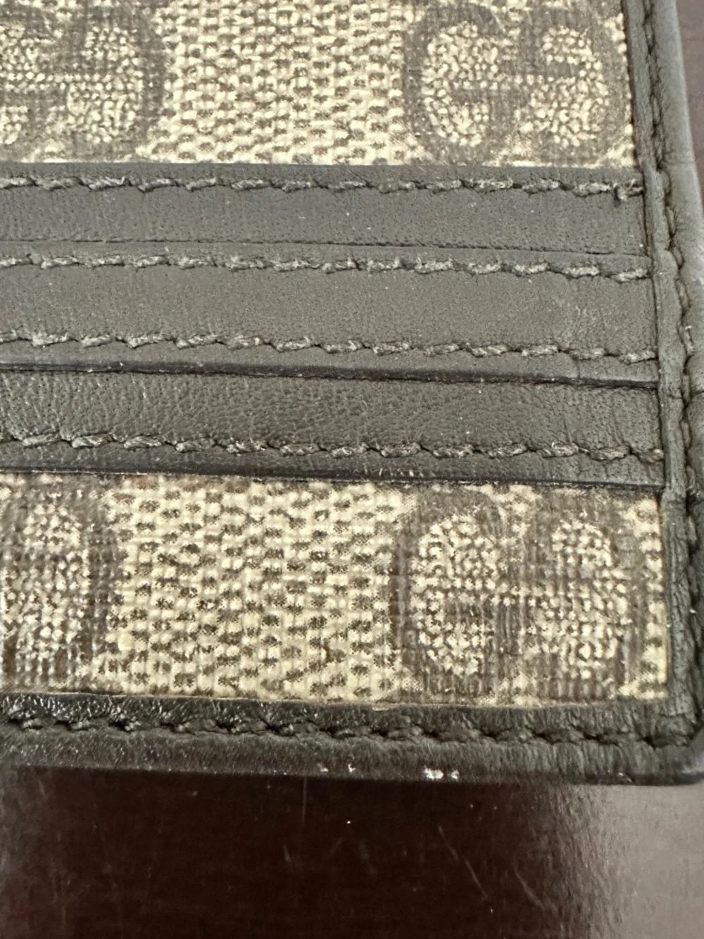 Gucci GG Logo Pattern Bifold Wallet Mens Brown
